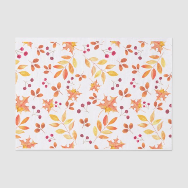 Autumn Leaves Watercolor Tissue Paper (Front)
