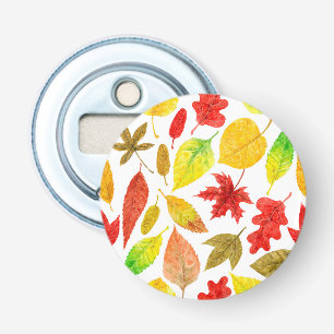 Autumn leaves watercolor white bottle opener
