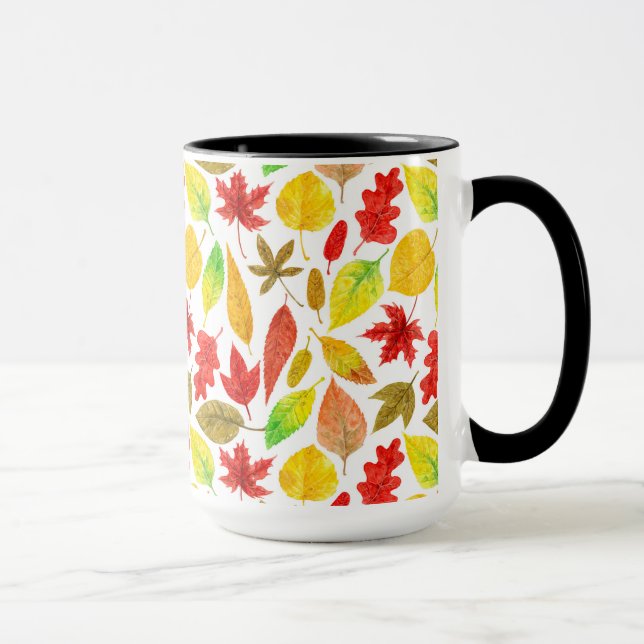 Autumn leaves watercolor white mug (Right)