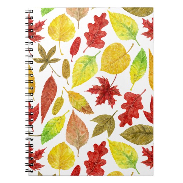 Autumn leaves watercolor white notebook (Front)