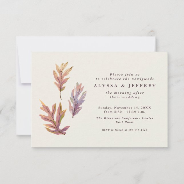 Autumn leaves wedding brunch invitation (Front)