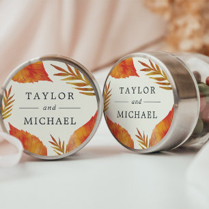 Autumn Leaves Wedding Classic Round Sticker