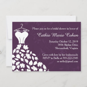 Autumn Leaves Wedding Dress Bridal Shower Invitation