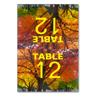 Autumn Leaves Wedding Folded Table Card
