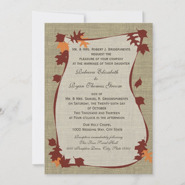 Autumn Leaves Wedding Invitation (Front)