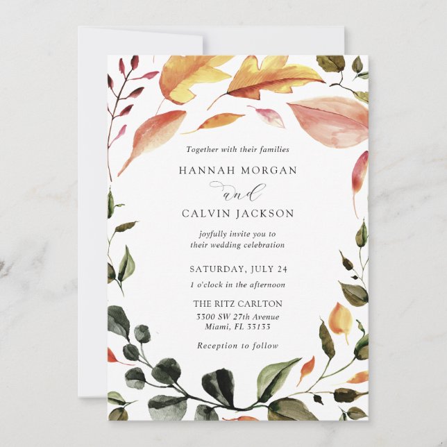 Autumn Leaves Wedding Invitation (Front)