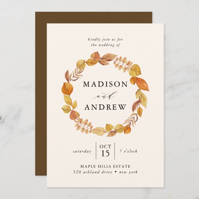 Autumn Leaves | Wedding Invitation (Front/Back)