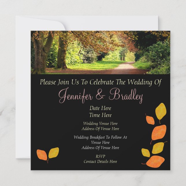 Autumn Leaves Wedding Invitation (Front)