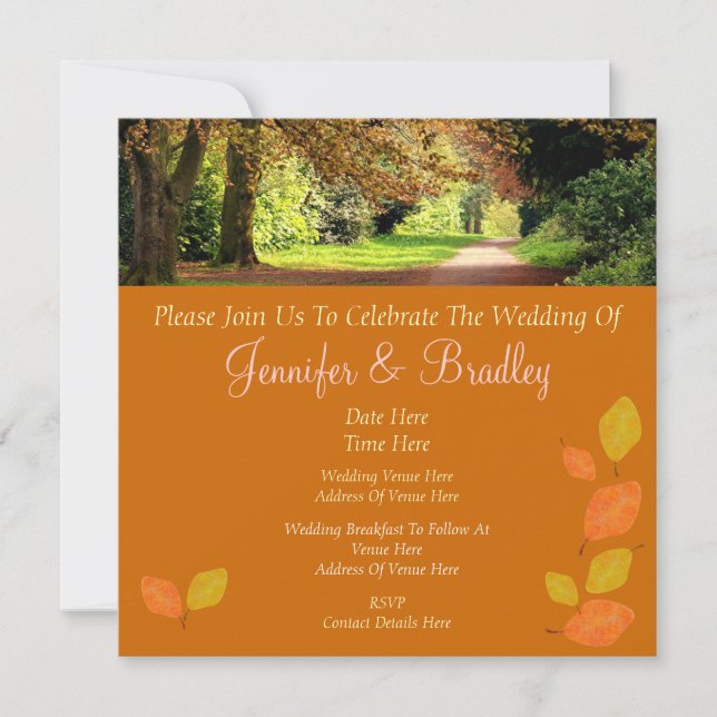 Autumn Leaves Wedding Invitation (Front)