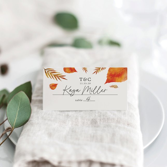 Autumn Leaves Wedding Place Card (Creator Uploaded)