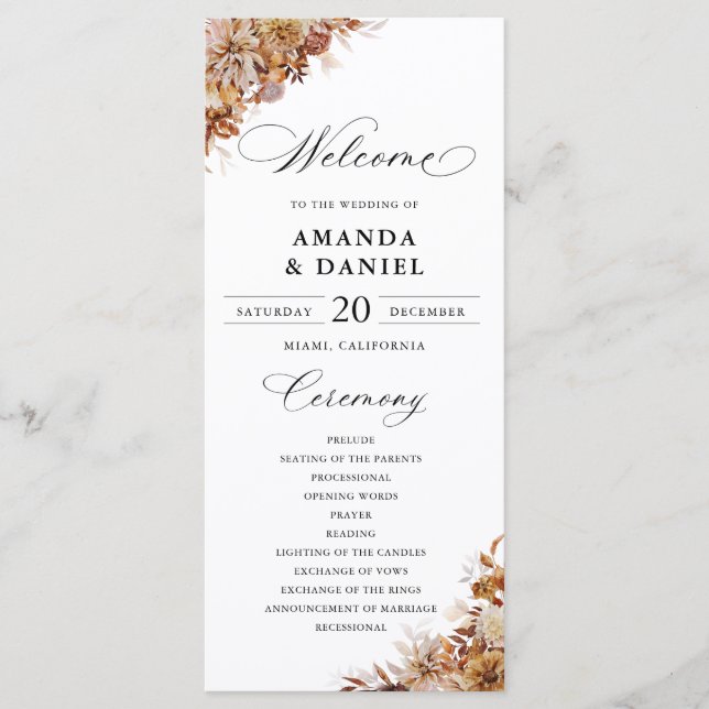 Autumn Leaves Wedding Program Programme (Front)
