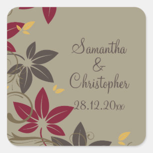Autumn Leaves Wedding Square Sticker