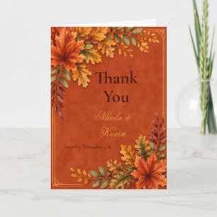 Autumn Leaves Wedding Terracotta Thank You Card