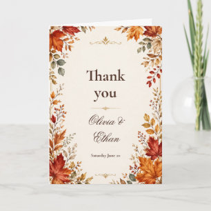 Autumn Leaves Wedding Thank You Card