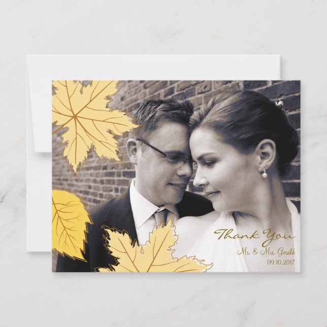Autumn Leaves - Wedding Thank You Card (Front)