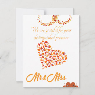 Autumn Leaves Wedding Thank You Card | Mr & Mrs
