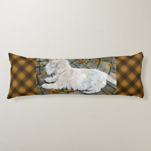 Autumn Leaves Westie on Patio Body Cushion