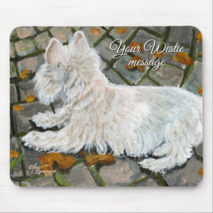 Autumn Leaves Westie on Patio Mouse Mat