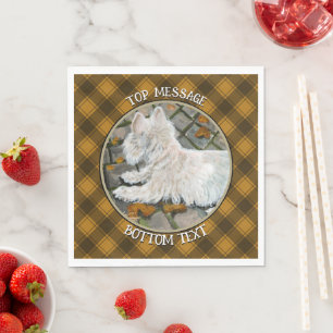 Autumn Leaves Westie on Patio Napkin
