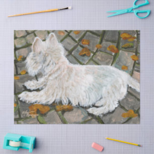 Autumn Leaves Westie on Patio Tissue Paper