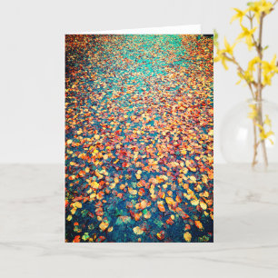 Autumn Leaves Wet Forest Path Card