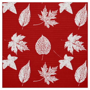 Autumn leaves - white and dark red fabric