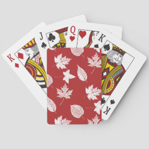 Autumn leaves - white and dark red playing cards