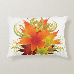 Autumn Leaves White Decorative Cushion