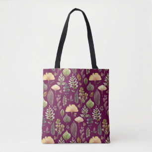 Autumn Leaves White Elephant Burgundy Tote Bag