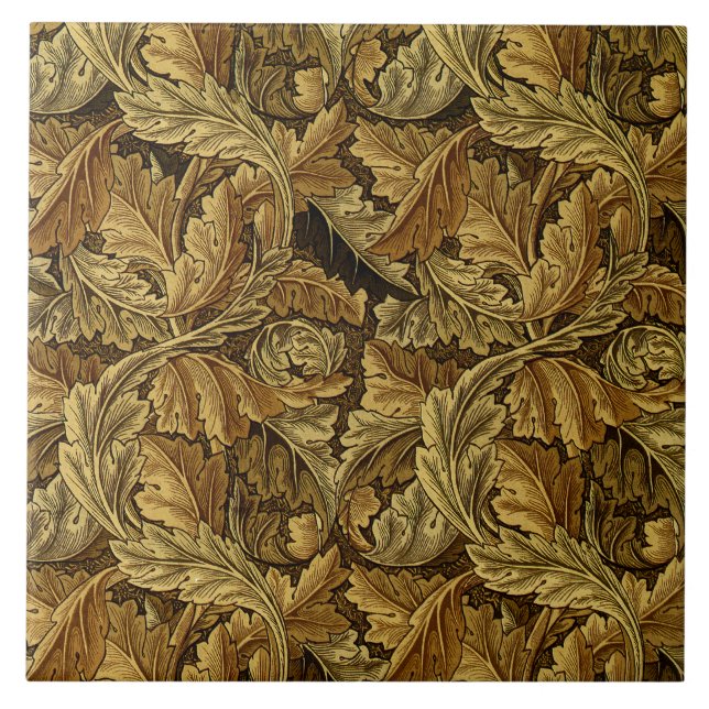 Autumn leaves William Morris pattern Tile (Front)