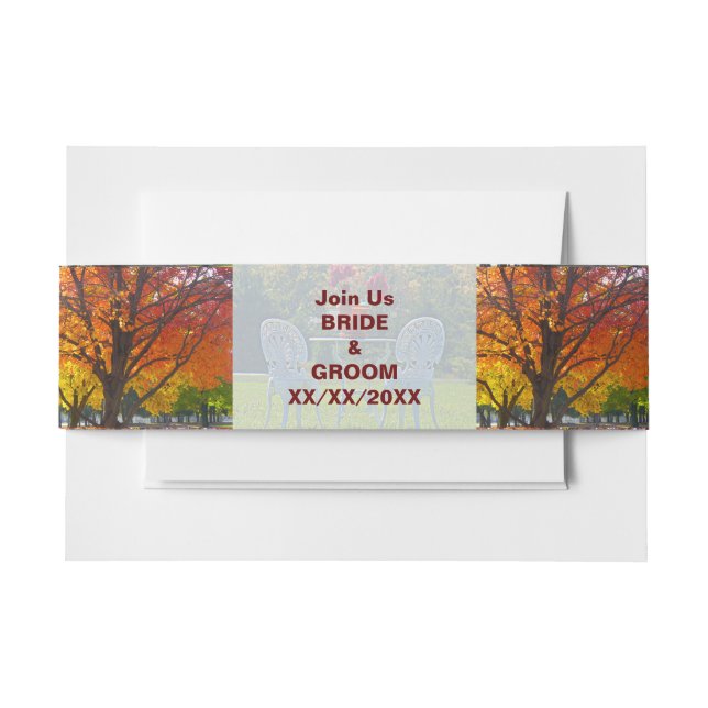 Autumn Leaves with Meadow of Love Invitation Belly Band (Front Example)