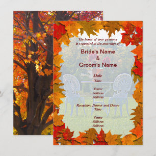 Autumn Leaves with Meadow of Love Wedding Invitation