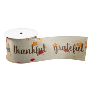 Autumn Leaves With Text Satin Ribbon