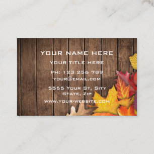 Autumn Leaves Wooden Board Business Card