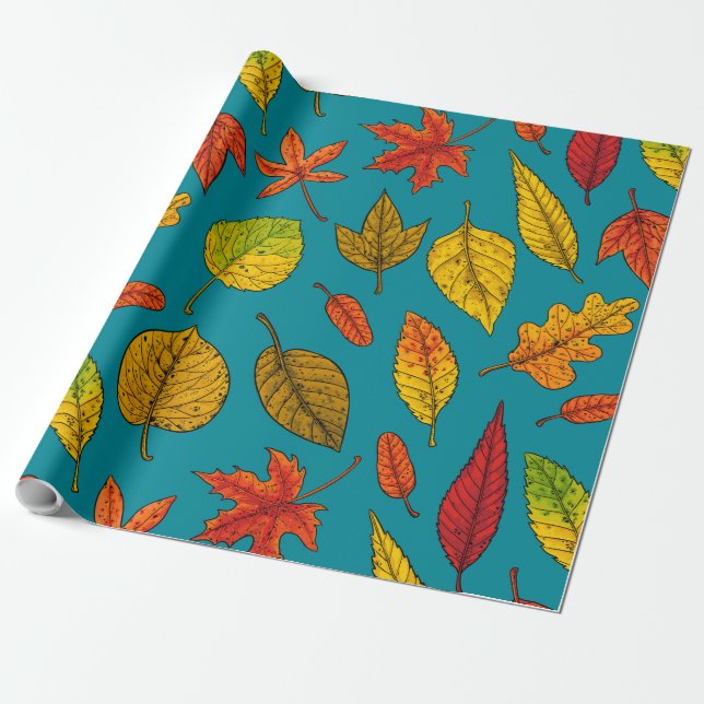Autumn leaves wrapping paper (Unrolled)