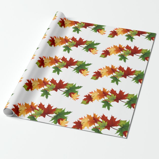 Autumn Leaves Wrapping Paper (Unrolled)