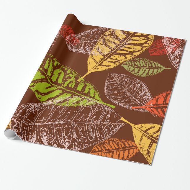 Autumn leaves wrapping paper (Unrolled)