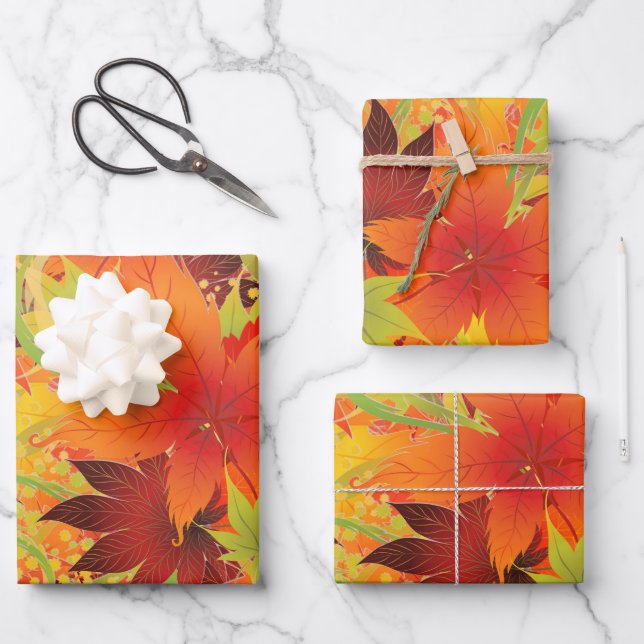 Autumn Leaves Wrapping Paper Sheet (Front)