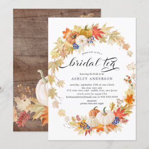 Autumn Leaves Wreath Bridal Shower Tea Invitation