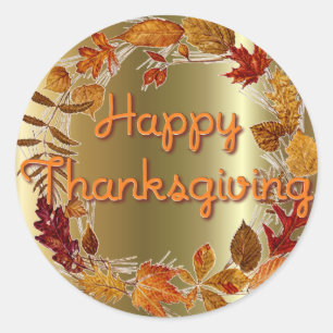 AUTUMN LEAVES WREATH by SHARON SHARPE Classic Round Sticker