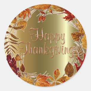 AUTUMN LEAVES WREATH by SHARON SHARPE Classic Round Sticker