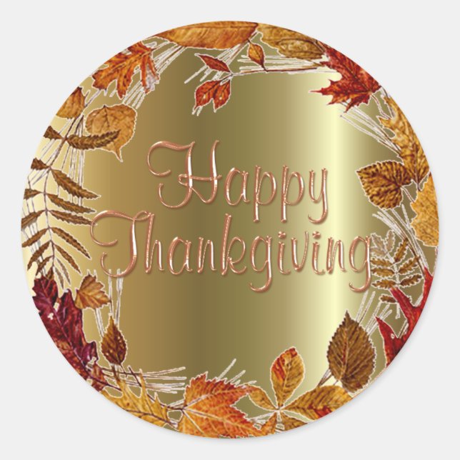 AUTUMN LEAVES WREATH by SHARON SHARPE Classic Round Sticker (Front)