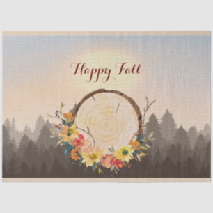 Autumn Leaves Wreath Forest Fog Tissue Paper