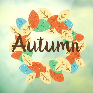 Autumn leaves wreath window cling