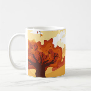 Autumn leaves. Yellow autumnal garden leaf, red fa Coffee Mug
