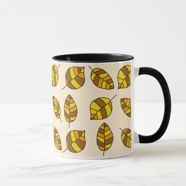 Autumn Leaves Yellow Leaf Pattern on any Colour Mug (Right)