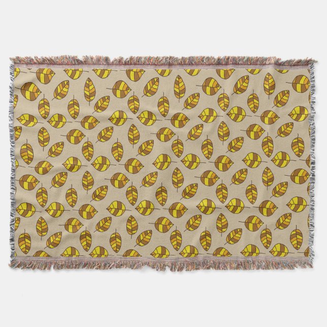 Autumn Leaves Yellow Leaf Pattern on any Colour Throw Blanket (Front)