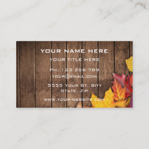 Autumn Leaves Your Business Card Nature Wood