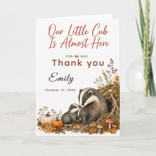 Autumn Little Cub Baby Shower Thank You Card
