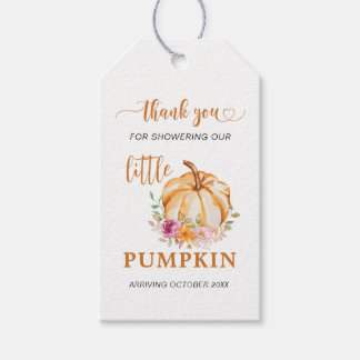 Autumn Little Pumpkin Baby Shower Thank You Gift Tags